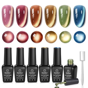 Beetles Cat Eye Gel Nail Polish Set, 6 Colors Brown Purple Glitter Nude Sparkle Stunning Champagne Burgundy Gold lavender Magnetic Effect Nail U v Gel Polish Art Design Gifts for Women(0-0-0-Golden Mirage)