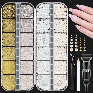Beetles Chrome Nail Powder 2 Jars White and Purple Pearl Crome Nail Powder for Gel Nail Mirror Effect Glitter Manicure Kit Pigment Nails Art Design Gifts for Women(3D Nail Charms-Pearls)