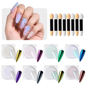 Beetles Chrome Nail Powder Gold Silver Mirror Effect 8 Colors Holographic Aurora Iridescent Pearlescent Manicure Nail Art Decoration Glitter Crome Nail Powder for Nails 1g/Jar Gift for Women(A-Mermaid Sheen)