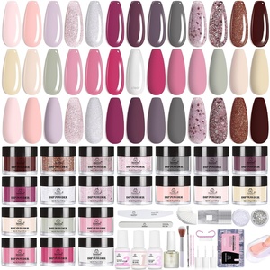 Beetles Dip Powder Nail Kit Starter, 40pcs 20 Colors Acrylic Dip-Manicure-Powders Includes Dipping Powder, Liquid Set, Nail Tools, Rhinestones, Beads for Summer Nail Art Lightflow Diary Collection(Lightflow Diary)
