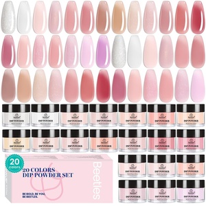 Beetles Dip Powder Nail Kit Starter, 40pcs 20 Colors Acrylic Dip-Manicure-Powders Includes Dipping Powder, Liquid Set, Nail Tools, Rhinestones, Beads for Summer Nail Art Lightflow Diary Collection(Nude Paradise)