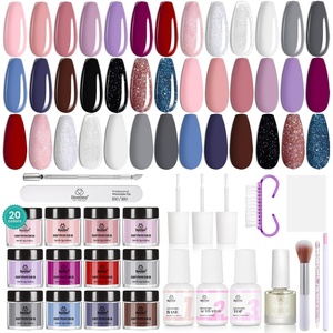 Beetles Dip Powder Nail Kit Starter, 40pcs 20 Colors Acrylic Dip-Manicure-Powders Includes Dipping Powder, Liquid Set, Nail Tools, Rhinestones, Beads for Summer Nail Art Lightflow Diary Collection(Modern Muse Collection)