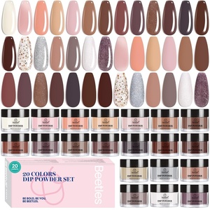 Beetles Dip Powder Nail Kit Starter, 40pcs 20 Colors Acrylic Dip-Manicure-Powders Includes Dipping Powder, Liquid Set, Nail Tools, Rhinestones, Beads for Summer Nail Art Lightflow Diary Collection(Twilight Serenity)