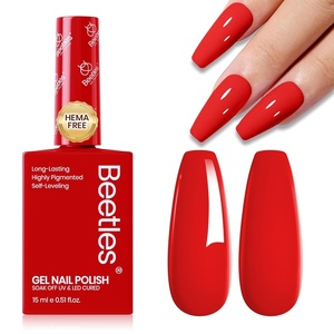 Beetles French Tip Gel Polish – Ink Snow Twins with Base Coat Top Coat, 2 Colors HEMA-Free Black & White Gel Nail Polish Set, Soak Off UV LED French Nail Kit, Summer Nails for Beginner & Professional(C – Creme Red | Daring Grace)