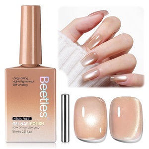 Beetles French Tip Gel Polish Set – Summer White Pink Gel Nail Polish Set 15ML Full Size Soak Off UV LED with 2 Styles Classic French Nail Art Sticker Sheets Manicure DIY Home Salon Gifts for Women(L – Glassy Gold | Buttercream Dream)