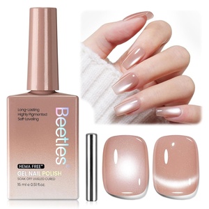 Beetles French Tip Gel Polish Set – Summer White Pink Gel Nail Polish Set 15ML Full Size Soak Off UV LED with 2 Styles Classic French Nail Art Sticker Sheets Manicure DIY Home Salon Gifts for Women(B – Glassy Pink | Silk Serum)