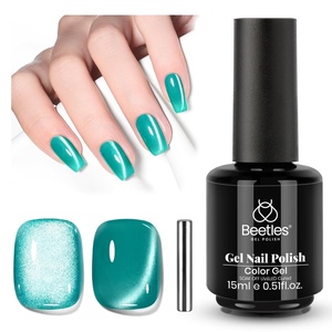 Beetles French Tip Gel Polish Set – Summer White Pink Gel Nail Polish Set 15ML Full Size Soak Off UV LED with 2 Styles Classic French Nail Art Sticker Sheets Manicure DIY Home Salon Gifts for Women(D – Glassy Blue | Teal Radiance)