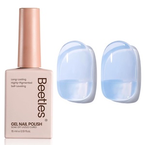 Beetles French Tip Gel Polish Set – Summer White Pink Gel Nail Polish Set 15ML Full Size Soak Off UV LED with 2 Styles Classic French Nail Art Sticker Sheets Manicure DIY Home Salon Gifts for Women(D – Sheer Blue | Blueberry Milk)