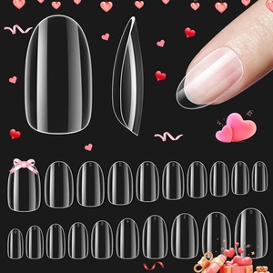 Beetles Gel Nail Kit Almond-500Pcs Gel Nails Tip Easy Extension Set Short Almond Shape 9 In 1 Nail Glue Extension Set Uv Led Lamp Acrylic False Tips Kit DIY Nails Art Gifts for Women(4-1-Short Oval 500PCS(Clear))