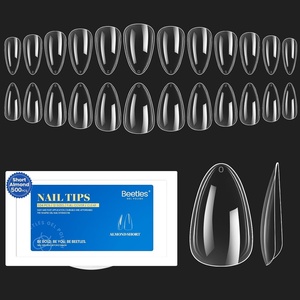 Beetles Gel Nail Kit Almond-500Pcs Gel Nails Tip Easy Extension Set Short Almond Shape 9 In 1 Nail Glue Extension Set Uv Led Lamp Acrylic False Tips Kit DIY Nails Art Gifts for Women(3-2-Almond Short 504pcs (Clear Nail Tips))