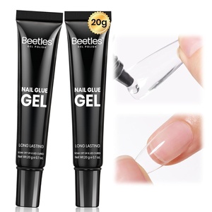 Beetles Gel Nail Tips Flat-X- Square Medium, 320pcs 16 Sizes(00-14), Pre-Etched Half Matte Full Cover Soft Gel Tips, Clear Press on False Nail Extension Acrylic Fake Nails, Easy DIY Salon Art(0-2-2Pcs*20g Solid Nail Glue Gel)