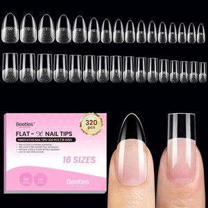 Beetles Gel Nail Tips Flat-X- Square Medium, 320pcs 16 Sizes(00-14), Pre-Etched Half Matte Full Cover Soft Gel Tips, Clear Press on False Nail Extension Acrylic Fake Nails, Easy DIY Salon Art(3-2-Medium Almond Square 320pcs (Dual-Shape))