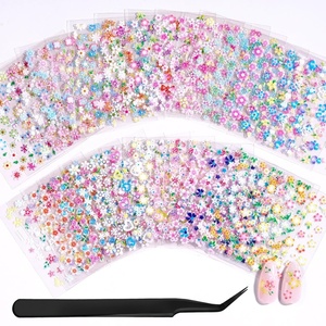 Beetles Gel Polish Nail Art Brushes Set, 6 Pcs Fingernail Art Design Pen, Floral Pattern Handle, Gradient Bristles Nail Brush Set DIY with Palette Dotting Manicure Tool Kit(Flower Stickers)