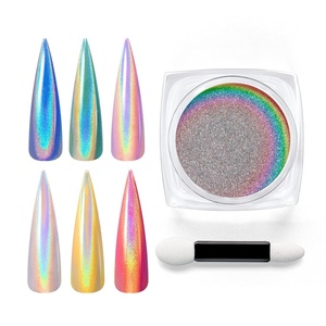 Beetles Gel Polish Sliver Chrome Nail Powder, Mirror Metallic Effect Premium Salon Nail Glitter Manicure Pigments for Nail Art Design, 0.04oz/1g(0-Holographic Effect)