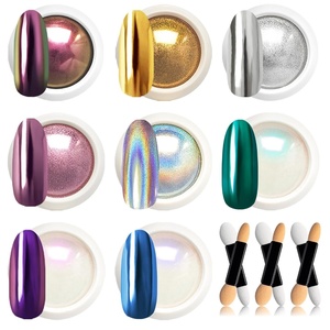 Beetles Gel Polish Sliver Chrome Nail Powder, Mirror Metallic Effect Premium Salon Nail Glitter Manicure Pigments for Nail Art Design, 0.04oz/1g(8 Colors Christmas Chrome Powder)