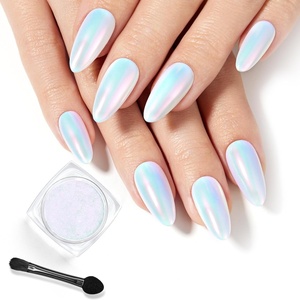 Beetles Gel Polish Sliver Chrome Nail Powder, Mirror Metallic Effect Premium Salon Nail Glitter Manicure Pigments for Nail Art Design, 0.04oz/1g(A2-Aurora Opal)