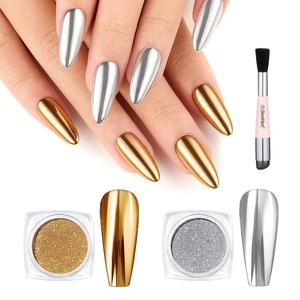 Beetles Gel Polish Sliver Chrome Nail Powder, Mirror Metallic Effect Premium Salon Nail Glitter Manicure Pigments for Nail Art Design, 0.04oz/1g(Gold and Silver)