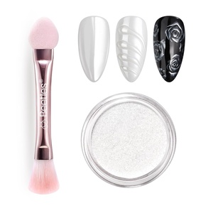 Beetles Gel Polish Sliver Chrome Nail Powder, Mirror Metallic Effect Premium Salon Nail Glitter Manicure Pigments for Nail Art Design, 0.04oz/1g(White Chrome Nail Powder)