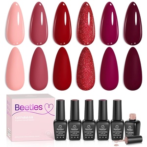 Beetles Glitter Gel Polish Set – Diamond Shine 6 Colors Reflective Sparkle Gel Set, Silver Black Pink Gold Holographic Shimmer Polish, with Nail Art Stickers Soak Off Uv LED Manicure Gifts for Women(0-0-0-6 Colors Vintage Rose)