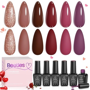 Beetles Glitter Gel Polish Set – Diamond Shine 6 Colors Reflective Sparkle Gel Set, Silver Black Pink Gold Holographic Shimmer Polish, with Nail Art Stickers Soak Off Uv LED Manicure Gifts for Women(0-0-0-6 Colors Silent Flower)