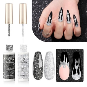 Beetles Metallic Gel Nail Polish Liner Set Silver Bronze Gold 2pcs Gel Liner Nail Art Chrome 3D High-Gloss Effect for Nails Paint Design with Thin Brush DIY French Manicure Curing Requires at Home(Midnight Clubbing)