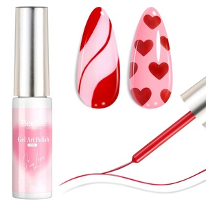 Beetles Nail Art Brushes, 1pcs Liner Brush Size 15mm Painting Art Design Manicure Pen Detachable Handle and Protect Cap Professional Nail Tools for Lines, Details, Fine Drawing(Red Gel Liner)