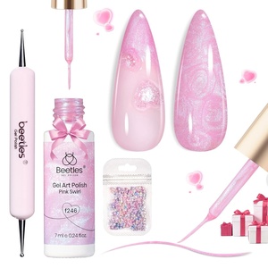 Beetles Nail Art Brushes, 1pcs Liner Brush Size 15mm Painting Art Design Manicure Pen Detachable Handle and Protect Cap Professional Nail Tools for Lines, Details, Fine Drawing(Rose Dawn)
