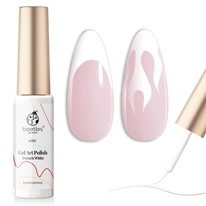 Beetles Nail Art Brushes, 1pcs Liner Brush Size 15mm Painting Art Design Manicure Pen Detachable Handle and Protect Cap Professional Nail Tools for Lines, Details, Fine Drawing(0-Gel French White)
