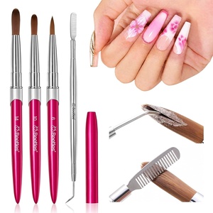 Beetles Nail Art Brushes, Clean Up Brush Gel Polish Nail Art Design Pen Painting Tools Fingernail Brush Nail Cleaning Brush Nail Art Liner Brush and Nail Dotting Pen Salon Diy at Home(1-Acrylic Nail Brush 3pcs)
