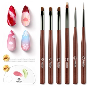 Beetles Nail Art Brushes, Clean Up Brush Gel Polish Nail Art Design Pen Painting Tools Fingernail Brush Nail Cleaning Brush Nail Art Liner Brush and Nail Dotting Pen Salon Diy at Home(0-1-6Pcs Elegant Nail Art Brushes)