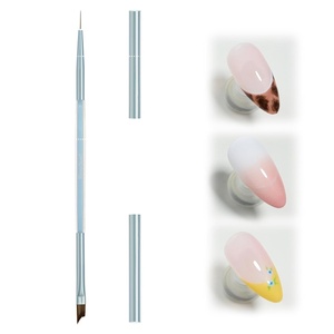 Beetles Nail Art Brushes, Clean Up Brush Gel Polish Nail Art Design Pen Painting Tools Fingernail Brush Nail Cleaning Brush Nail Art Liner Brush and Nail Dotting Pen Salon Diy at Home(1Pcs French Tip Oblique Head Gel Nail Design Pen)
