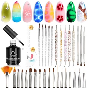 Beetles Nail Art Brushes, Clean Up Brush Gel Polish Nail Art Design Pen Painting Tools Fingernail Brush Nail Cleaning Brush Nail Art Liner Brush and Nail Dotting Pen Salon Diy at Home(31pcs Nail Art Brushes with Blooming Gel)