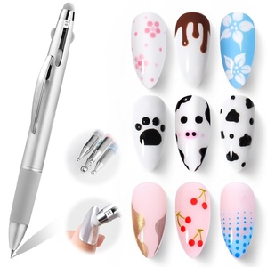 Beetles Nail Art Brushes, Clean Up Brush Gel Polish Nail Art Design Pen Painting Tools Fingernail Brush Nail Cleaning Brush Nail Art Liner Brush and Nail Dotting Pen Salon Diy at Home(1-Nail Dotting Pen 4-in-1)