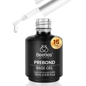 Beetles No Wipe Gel Top Coat and Base Coat Set for Gel Nail Polish – 2Pcs 15ml Super Shiny and Long Lasting Soak Off UV/LED Lamp Nail Art Design Gift(2- 2 In 1 Upgraded Base coat)