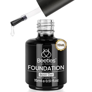 Beetles No Wipe Gel Top Coat and Base Coat Set for Gel Nail Polish – 2Pcs 15ml Super Shiny and Long Lasting Soak Off UV/LED Lamp Nail Art Design Gift(3-15ml Clear Base Coat)