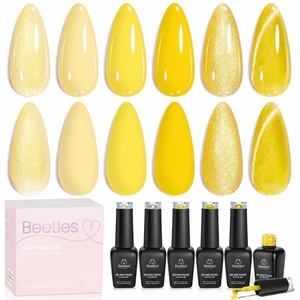 Beetles Orange Gel Nail Polish Set – Summer Sunset Auras Shimmer Gel Polish, 6 Colors Sunrise Tangerine Coral Orange Gel Nail Art, Soak Off Uv DIY Salon Manicure Kit Gift for Women(Sunshine Lemonade)