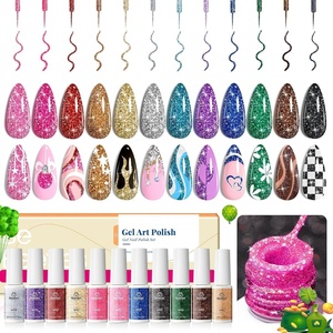Beetles Pastel Gel Liner Nail Polish Set, 12 Colors Spring Sheer Pink Nude Blue Purple White Yellow Orange French Line Swirl Nail Art Gel Polish Soak Off Uv Lamp Manicure Gifts for Women(Star is Born)