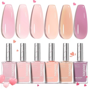 Beetles Pearl Nail Polish Set Mermaid Glow, 6 Colors Shimmer Pearl Pink Purple Quick Dry Nail Polish Long Lasting DIY Manicure Gift for Girls Women Nail Strengthener Polish(0-Velvet Glow)