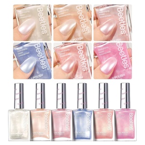 Beetles Pearl Nail Polish Set Mermaid Glow, 6 Colors Shimmer Pearl Pink Purple Quick Dry Nail Polish Long Lasting DIY Manicure Gift for Girls Women Nail Strengthener Polish(Pastel Season)