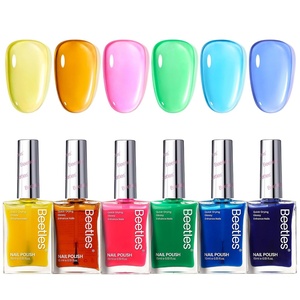 Beetles Pearl Nail Polish Set Mermaid Glow, 6 Colors Shimmer Pearl Pink Purple Quick Dry Nail Polish Long Lasting DIY Manicure Gift for Girls Women Nail Strengthener Polish(Bright Neon)