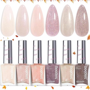 Beetles Pearl Nail Polish Set Mermaid Glow, 6 Colors Shimmer Pearl Pink Purple Quick Dry Nail Polish Long Lasting DIY Manicure Gift for Girls Women Nail Strengthener Polish(0-0-Champagne Mist)