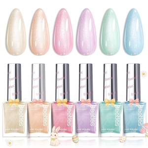 Beetles Pearl Nail Polish Set Mermaid Glow, 6 Colors Shimmer Pearl Pink Purple Quick Dry Nail Polish Long Lasting DIY Manicure Gift for Girls Women Nail Strengthener Polish(Dreamy Swirl)