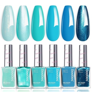 Beetles Pearl Nail Polish Set Mermaid Glow, 6 Colors Shimmer Pearl Pink Purple Quick Dry Nail Polish Long Lasting DIY Manicure Gift for Girls Women Nail Strengthener Polish(Blue)