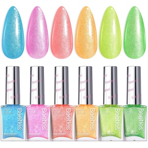 Beetles Pearl Nail Polish Set Mermaid Glow, 6 Colors Shimmer Pearl Pink Purple Quick Dry Nail Polish Long Lasting DIY Manicure Gift for Girls Women Nail Strengthener Polish(Neon Fever)