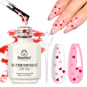 Beetles Pink Gel Nail Polish 15ml Silk Rosettes Nail Art Soak Off Manicure Salon DIY UV Lamp Cured Gift for Women(Holographic Pink Hearts)
