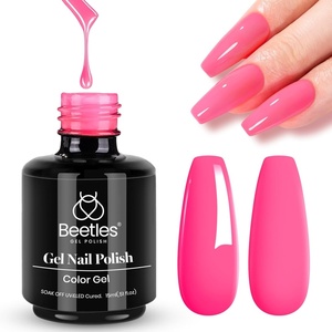 Beetles Pink Gel Nail Polish 15ml Silk Rosettes Nail Art Soak Off Manicure Salon DIY UV Lamp Cured Gift for Women(Hot Pink)