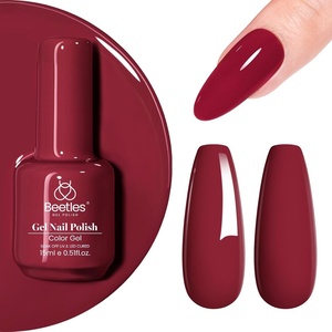 Beetles Pink Gel Nail Polish 15ml Silk Rosettes Nail Art Soak Off Manicure Salon DIY UV Lamp Cured Gift for Women(dark red)