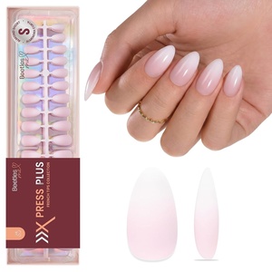 Beetles Press On Nail Kit-Short Square French Tip Press On Nails, 150Pcs Pink French Nail Tips with Nail Glue & Remover Builder Top Coat Nail Lamp, All-in-One DIY Fake Nails Gift for Women(3-Short Almond Ombre)