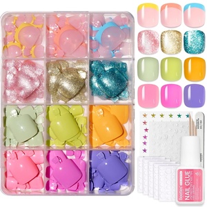 Beetles Press on Nails Kit 720Pcs 24 Colors, Short Almond Press on Nail Glossy Matte Glitter with Nail Glue & Nail Tabs Stickers, Natural Fit Lightweight Fake Nails Kit Art for Women Girls(C-S Squaval-Toenails-288PCS)