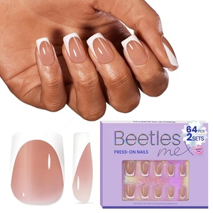 Beetles Press on Nails Kit 720Pcs 24 Colors, Short Almond Press on Nail Glossy Matte Glitter with Nail Glue & Nail Tabs Stickers, Natural Fit Lightweight Fake Nails Kit Art for Women Girls(K-S Square-Brown French Tip)